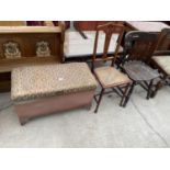 A LLOYD LOOM STYLE OTTOMAN AND TWO CHAIRS