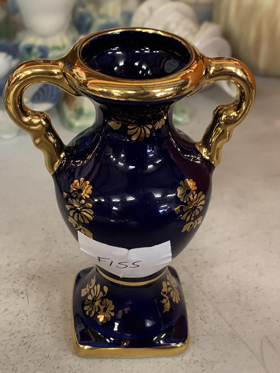 A BLUE AND GOLD LIMOGES MININ URN - Image 2 of 5