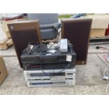 AN ASSORTMENT OF TECHNICS AND JVC STEREO ITEMS TO ALSO INCLUDE A PAIR OF AR SPEAKERS
