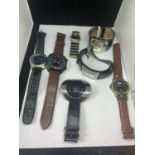 SEVEN VARIOUS WATCHES TO INCLUDE BEN SHERMAN, CAMEL, BIJOUX TERNER, SALT TECH, DIESEL ETC