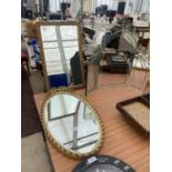 A GROUP OF THREE VARIOUS MIRRORS TO INCLUDE A DECORATIVE DRESSING TABLE MIRROR AND TWO GILT FRAMED