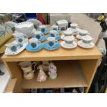 AN ASSORTMENT OF CERAMICS TO INCLUDE TEASET ITEMS AND COALPORT FIGURES ETC