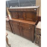 A REPRODUCTION OAK COURT CUPBOARD, 48" WIDE