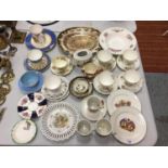 A LARGE COLLECTION OF CERAMICS TO INCLUDE COMMEMORATIVE WARE, COLCLOUGH, AYNSLEY ETC.