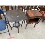 A BEVAN FUNNELL REPRODUX BEDSIDE LOCKER AND TWO TIER EDWARDIAN CENTRE TABLE