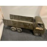 A LARGE VINTAGE METAL ARMY TRUCK