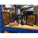 A COLLECTION OF TREEN TO INCLUDE AFRICAN FIGURES AND FURTHER PICTURES