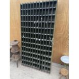 A VINTAGE 144 SECTION PIGEON HOLE RACK (H:180CM W:93CM)