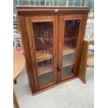 A VICTORIAN MAHOGANY GLAZED TWO DOOR BOOKCASE TOP, 42" WIDE