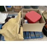 AN ASSORTMENT OF HOUSEHOLD CLEARANCE ITEMS TO INCLUDE A FAUX FUR COAT, SUITCASE AND ELECTRONICS ETC