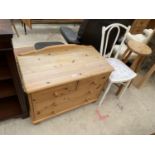 A MODERN PINE CHEST OF TWO SHORT AND TWO LONG DRAWERS, 32.5" WIDE, A BENTWOOD CHAIR AND KITCHEN