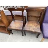 A PAIR OF VICTORIAN MAHOGANY DINING CHAIRS