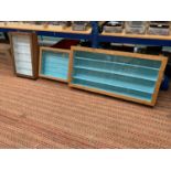 THREE WOODEN AND GLASS FRONTED DISPLAY CABINETS