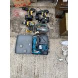 AN ASSORTMENT OF POWER TOOLS TO INCLUDE MCKELLAR DRILLS, BLACK AND DECKER DRILL ETC