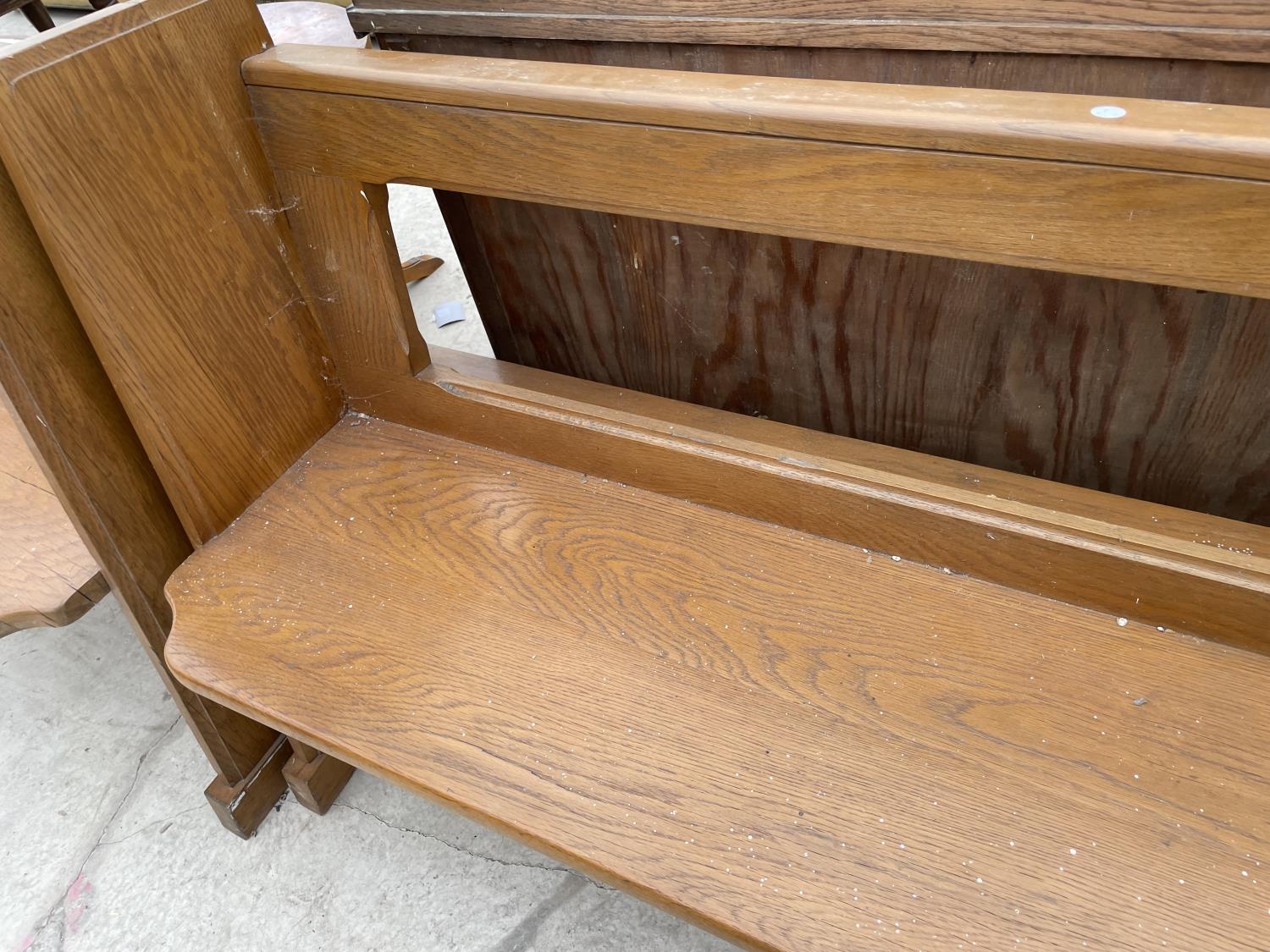 A VICTORIAN OAK PEW 96" WIDE - Image 4 of 4