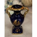 A BLUE AND GOLD LIMOGES MININ URN
