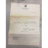 A LETTER FROM THE HOUSE OF COMMONS SIGNED BY WINSTON CHURCHILL