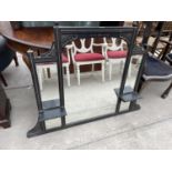 A VICTORIAN EBONISED OVERMANTEL MIRROR