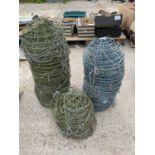 A QUANTITY OF APPROX 60 14" WIRE HANGING BASKETS WITH HANGING CHAINS