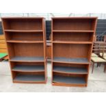 TWO MODERN OPEN BOOKCASES, 37.5" WIDE
