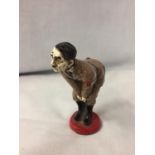 A COLD PAINTED ADOLF HITLER BRONZE FIGURINE PIN CUSHION