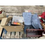 AN ASSORTMENT OF HOUSEHOLD CLEARANCE ITEMS TO INCLUDE POTS AND PANS AND SUITCASES