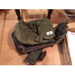 TWO MILITARY POUCHES AND BELT