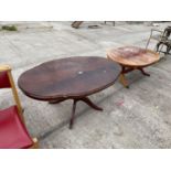 TWO COFFEE TABLES - ONE YEW WOOD AND ONE MAHOGANY
