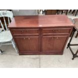 A MODERN MAHOGANY EFFECT SIDEBOARD