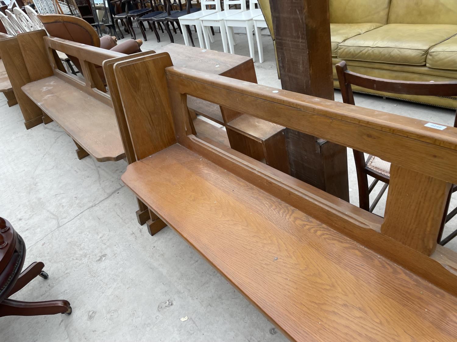 A VICTORIAN OAK PEW 96" WIDE - Image 2 of 4