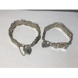 TWO SILVER GATE BRACELETS