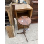 AN EARLY 20TH CENTURY OAK TRIPOD TABLE AND BEDSIDE LOCKER