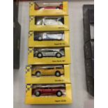 A COLLECTION OF SIX BOXED TOY SUPERCAR'S TO INCLUDE FERRARI, BUGATTI AND ASTON MARTIN