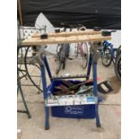 AN ASSORTMENT OF ITEMS TO INCLUDE A WORK BENCH, SACK TRUCK AND AN ASSORTMENT OF TOOLS ETC