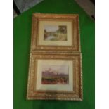 TWO FRAMED PRINTS DEPICTING COUNTRY SCENES