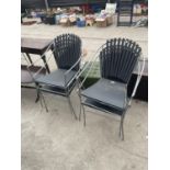 FOUR METAL FRAMED PATIO CHAIRS