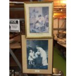 TWO FRAMED PRINTS OF A MOTHER WITH HER CHILDREN