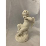 A WHITE CERAMIC CHERUB