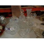 A MIXED SELECTION OF CRYSTALTO INCLUDE ROYAL DOULTON VASES ,
