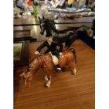 TWO HORSE ORNAMENTS TO INCLUDE BLACK BEAUTY CRAFTED IN FINE PORCELAIN