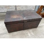 A 19TH CENTURY OAK AND METAL BOUND SILVER CHEST, STAMPED ELKINGTON & CO, SILVERSMITHS, 22 REGENT