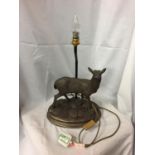 AN ORNATE "DEER" TABLE LAMP BASE (A/F NO ANTLERS)