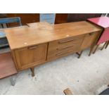 A STONEHILL FURNITURE RETRO TEAK SIDEBOARD, 63.5" WIDE