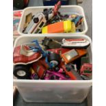 TWO CONTAINERS TO INCLUDE A COLLECTION OF MAINLY TOY CARS