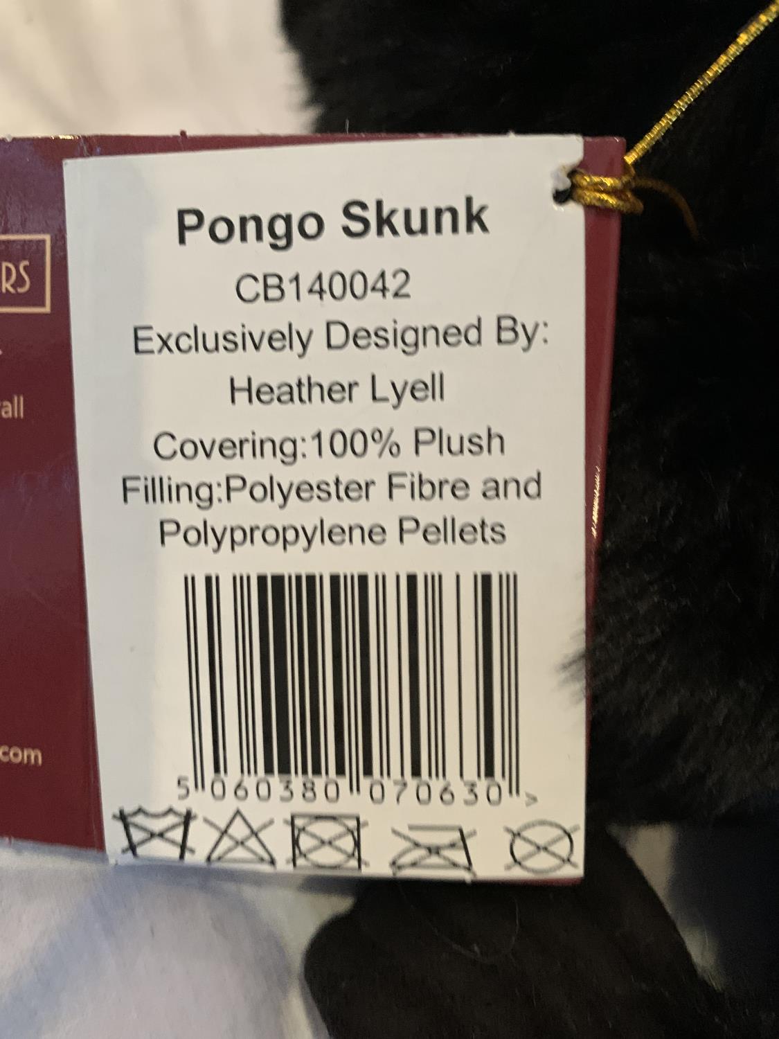 A NEW AND TAGGED CHARLIE BEARS GLOVE PUPPET 'PONGO SKUNK' - Image 3 of 3