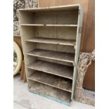 A VICTORIAN PAINTED PINE SHELVING UNIT
