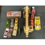 VARIOUS ITEMS TO INCLUDE A HARMONICA, DIESCAST CARS, CRANE ETC