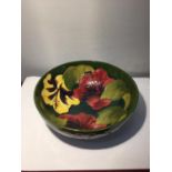 A MOORCROFT GREEN HIBISCUS BOWL