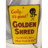 A VINTAGE GOLDEN SHRED METAL WALL SIGN