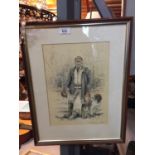 A FRAMED OLD HUNTING PRINT